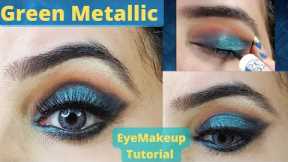 Green Metallic Eye Makeup Tutorial | Makeup Maniac Latika