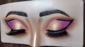 yellow purple cut crease eye makeup tutorial ||