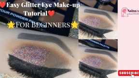 Easy Step by Step Party Eye makeup Tutorial For Beginners|Glitter Eye Make-up|Naina's Touch