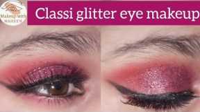 Classic Purple Glitter Eye Makeup|party/wedding|how to do eye makeup