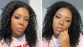Super Easy Install of Outre Quick Weave Half Wig Bohemian Long | Makeup Tutorial