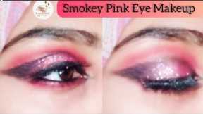 Somkey Glitter Pink Eye Makeup|Step by Step Tutorial|Simple for beginners