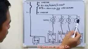 Diagram With 4 Lamps Using Single Switch As Master Switch (English Subtitle)