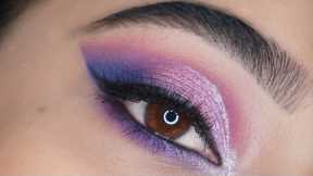 blue and pink glitter eye makeup tutorial || for hooded eyes mariyam &suzen