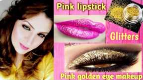 makeup tutorial | Golden glitter eye makeup | Pink eye makeup @Somi Glam and Beauty