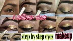 Easy smokey glitter eye makeup tutorial || Learn step by step to Apply eyes makeup at home