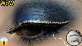 wedding guest makeup tutorial || blue wedding guest makeup || blue makeup || Glitter Liner