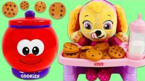 Paw Patrol Baby Skye Plays with Talking Count and Learn Cookie Jar Playset!