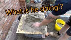 OLD BOY Bricklayer teaches apprentice how to lay bricks...
