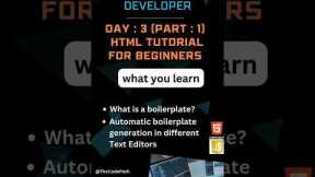 Html for beginners : #boilerplate #day3 part1  || #html5 #htmltutorial #coding #shorts