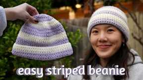 Crochet Striped Beanie Tutorial for Beginners