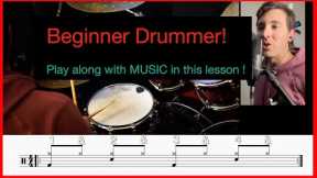 Beginner Drum Lesson #4 | Play Your First Drum Grooves with Music! (8th Notes, 6/8, & 16th Notes)