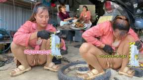 Talent Girl: The girl designed a shelf for a gas stove to cook for two people