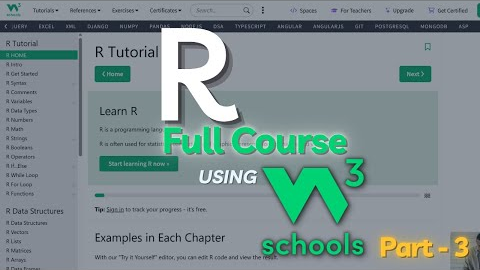 W3Schools R Programming Tutorial for Absolute Beginners (Part-3) | R Programming using W3Schools