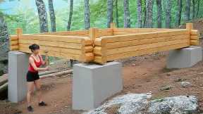 Smart Woman Builds a Forest House Using Logs and Cement in 83 Days | Complete Construction
