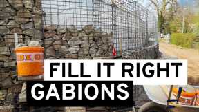 Gabions for slope stabilization - Fill the second row of baskets correctly with stones
